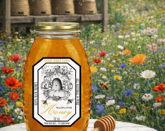 Custom Honey Jar Labels | Personalized Apiary Packaging | Waterproof beekeeper stickers
