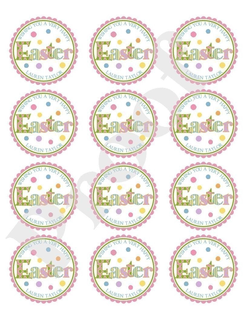 Personalized Easter Stickers Easter Favors Happy Easter Etsy