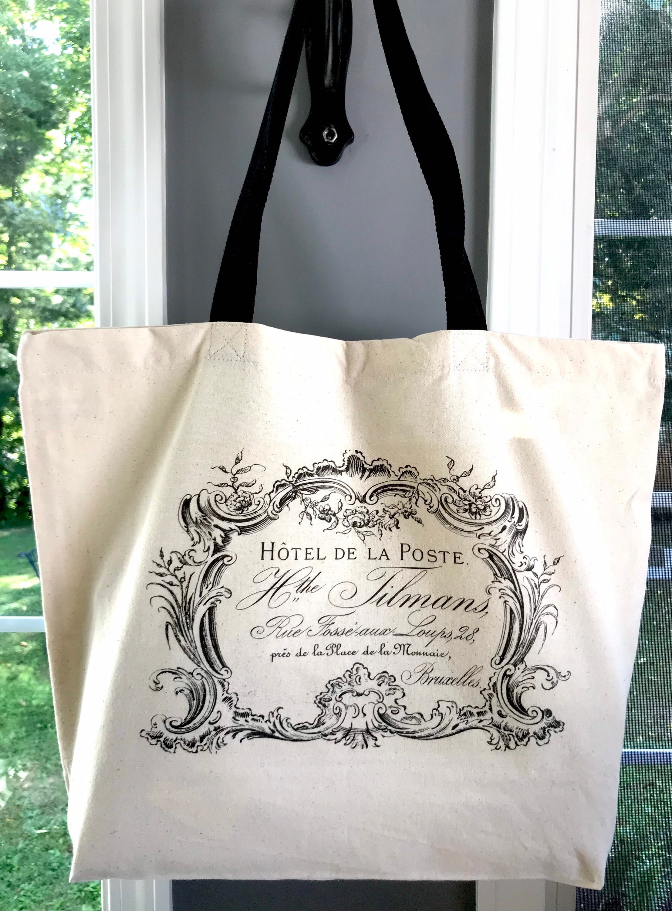 French Canvas Tote Bag French Ephemera Tote Bag French 