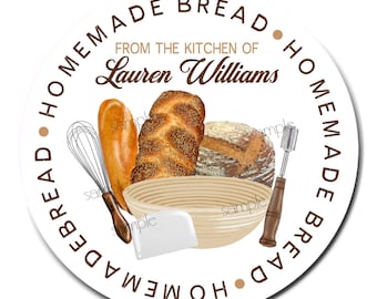 Homemade Bread Labels, Bread Baking labels, Personalized Bread labels, Artisan Bread labels, Baking Labels, From the Kitchen of