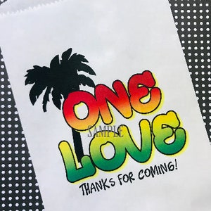Jamaica Favor bags, Tropical Beach Treat bags, One Love paper Favor bags, Jamaica Wedding Favor bags