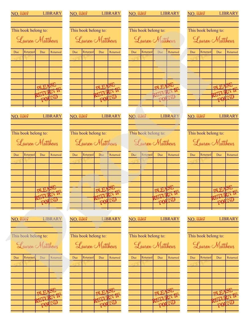 Personalized Library Book Stickers Library Book Ex Libris Etsy