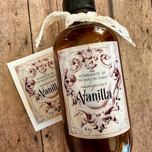 Waterproof Vanilla Extract Labels, Personalized Vanilla extract Labels, French Scroll, Homemade Vanilla Stickers, Custom, Elegant Labels