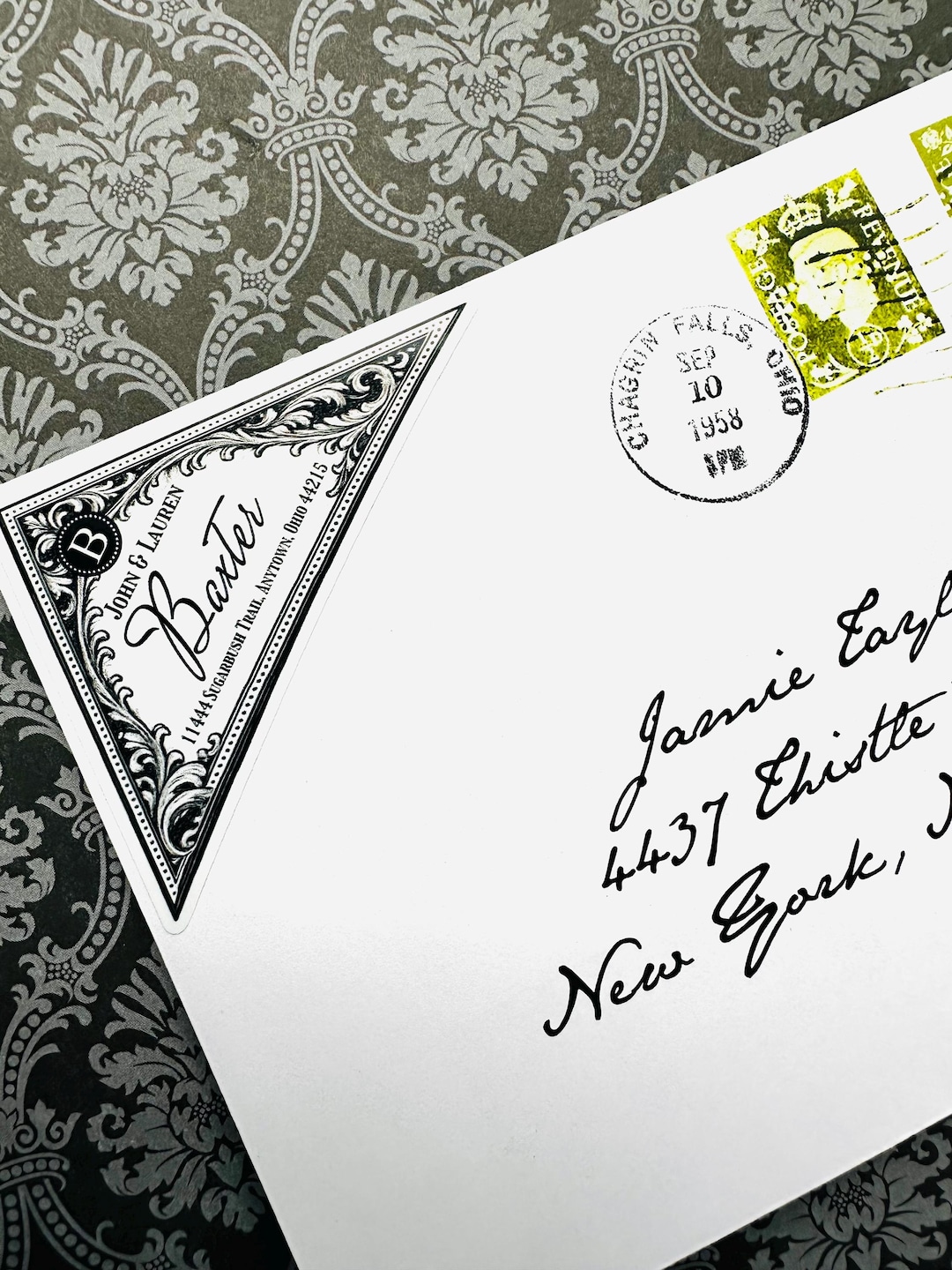 Heritage Style Return Address Labels, Victorian Triangle Return Address ...