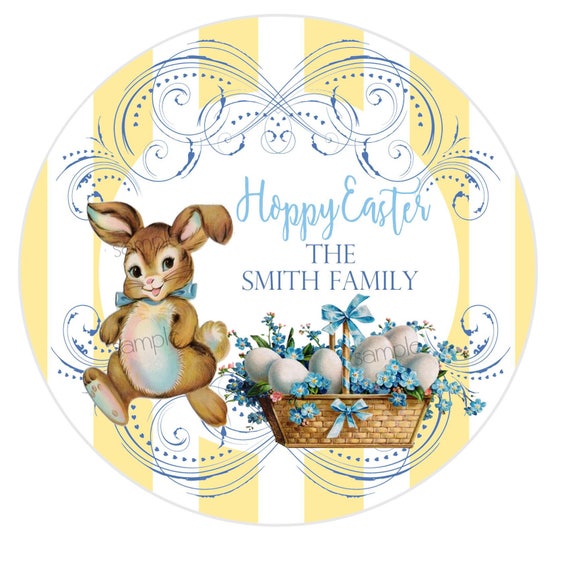 Boys Easter Stickers, Easter Bunny Stickers, Easter Labels, Gift stickers, Easter Basket, Vintage Easter Bunny, Treat labels Il_570xn