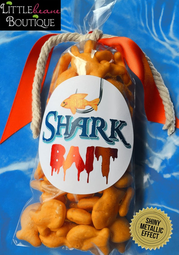 Shark Bait Stickers, Shark chum favors,Shark Party,Shark Stickers,Shark Birthday Party, Favor ...