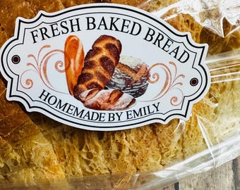 Personalized Bread Stickers, Homemade Bread labels, Sourdough Bread labels, Artisan Bread labels, Baking Labels, Custom Bread Label, Die cut