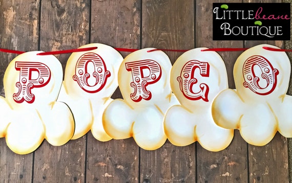 Printable Popcorn banner, Movie night banner, Popcorn Bar Sign, Movie night Birthday party, Popcorn Signs, DIY, Popcorn Party Supplies Il_570xn