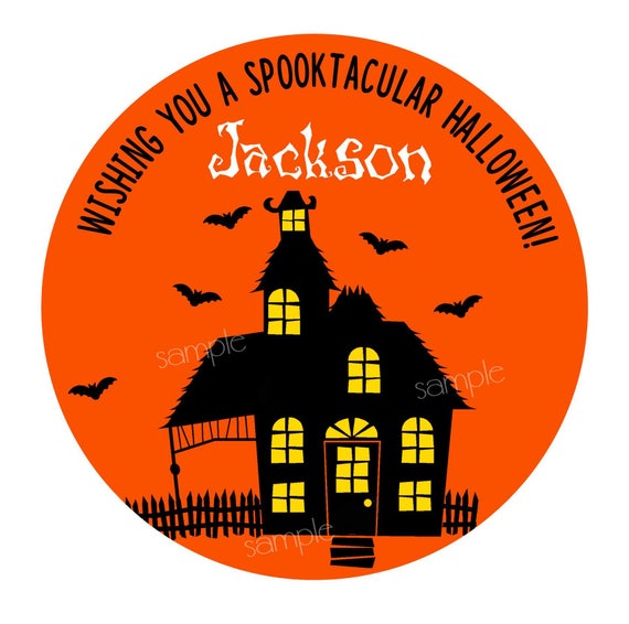 Halloween Stickers,Haunted house,Halloween favors,Class treat labels, Halloween party favors, trick or treat, Spooky, favor labels Il_570xn
