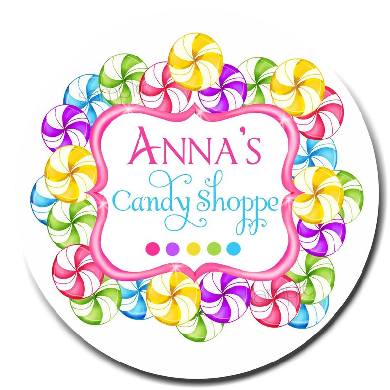 Candy Stickers Candy Birthday Party Candy Shoppe Swirl Etsy
