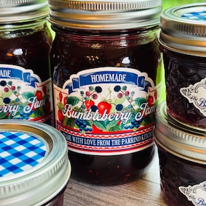 Homemade Jam Labels, Bumbleberry Jam Labels, Custom Canning Labels, Strawberry Jam Label, custom Fruit Label, Jelly Labels