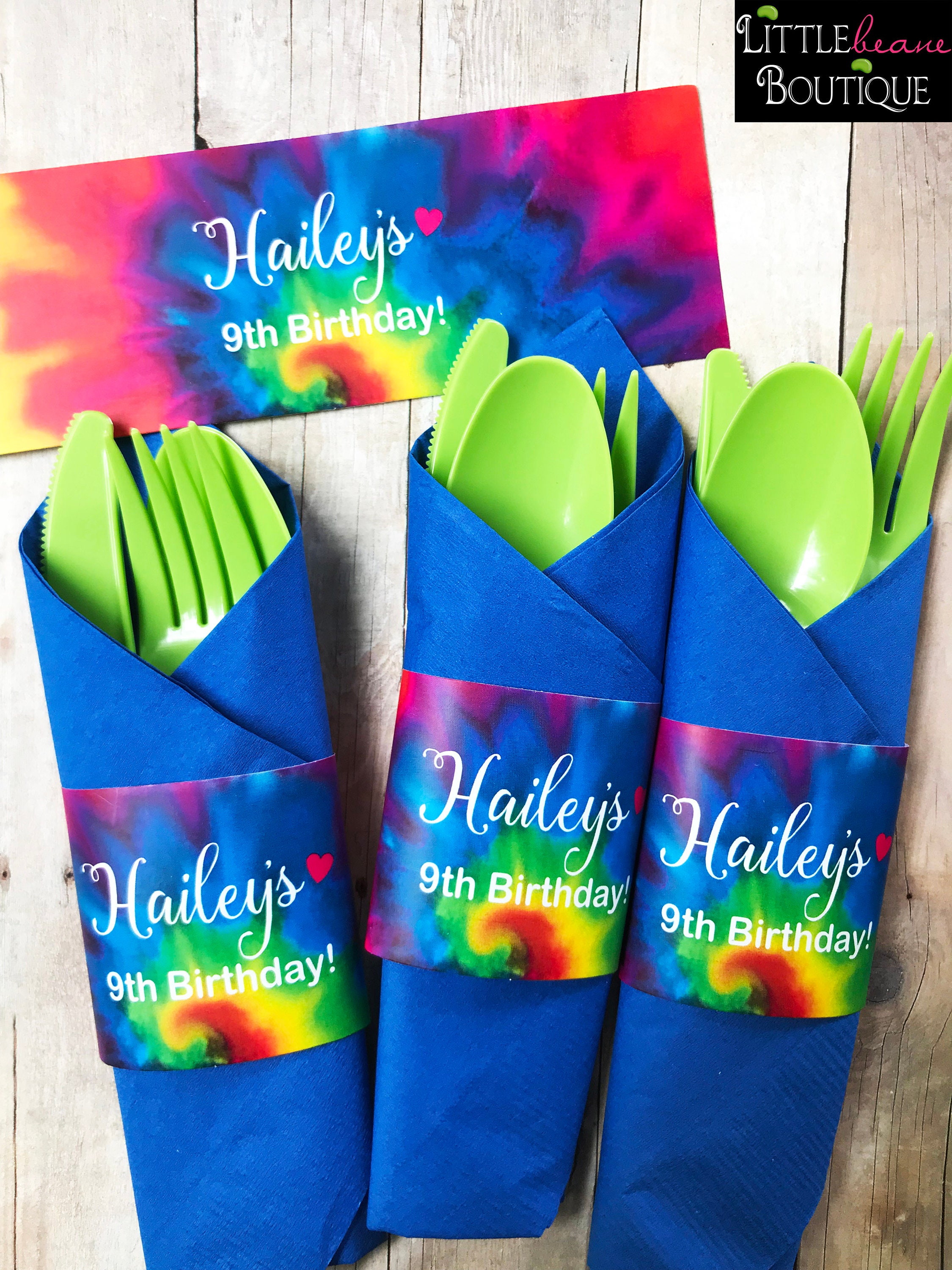 Tie Dye Birthday Party Silverware Wrappers Tie Dye Party Etsy