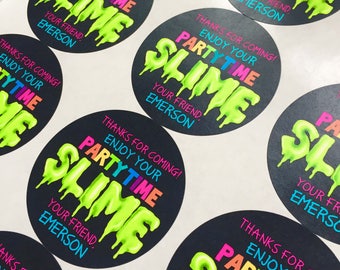 Glow Party stickers, Glow Slime Stickers, Slime Party, Glow in the dark slime, Slime favors, Labels, Slime favors, DIY Slime, Neon Slime