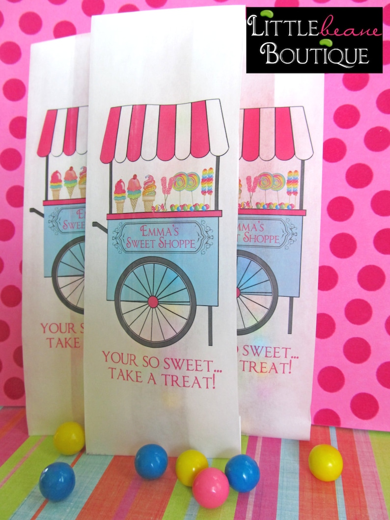Candy favor Bags, Sweet Shoppe Cart, sweet shop Favor bags, Candy Buffet, Birthday party, Sweets, Treat bags image 3
