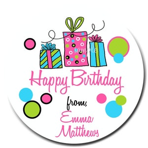 Birthday Gift Stickers, Fun Labels for birthday gift giving, Personalized Birthday Stickers, Littlebeane Birthday Gifts, NEW HOT COLORS