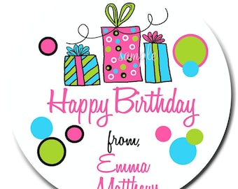 Pegatinas de regalo de cumpleaños, etiquetas divertidas para regalar en cumpleaños, pegatinas de cumpleaños personalizadas, regalos de cumpleaños de Littlebeane, NUEVOS COLORES DE MODA
