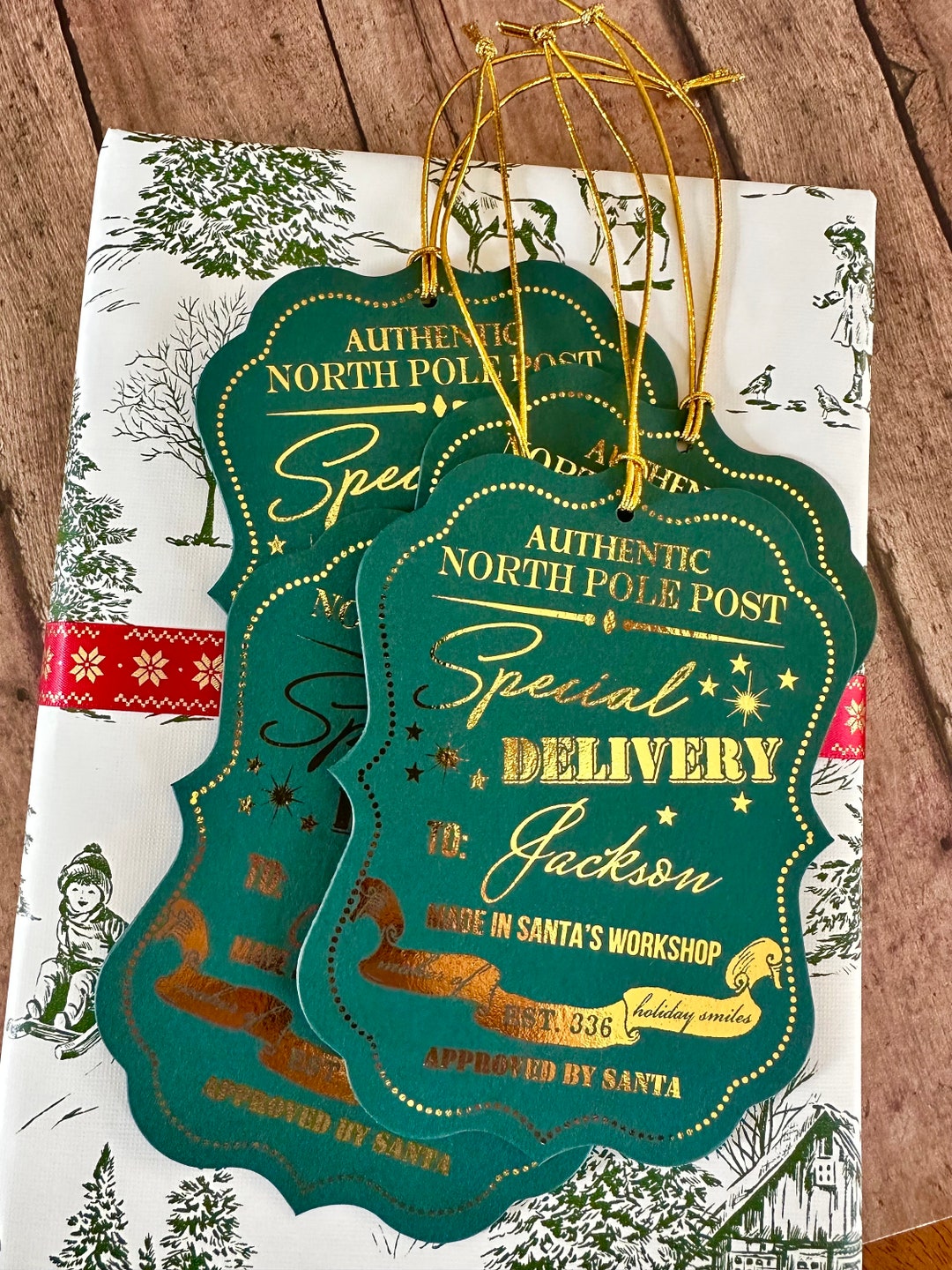 Gold Santa Christmas Hanging Tags Special Delivery From Santa Etsy