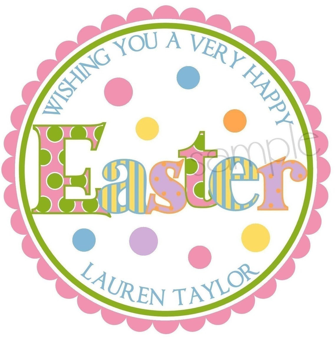 Personalized Easter Stickers Easter Favors Happy Easter Etsy