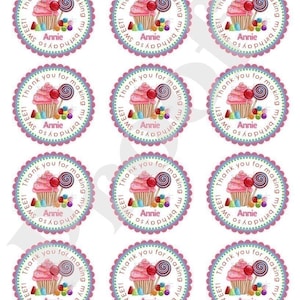 Candy stickers, Sweet Shop Party, Oh Sweet Candy Land, Cupcake, Candy, Lollipop, Sweet Tarts, Gumballs, Birthday, Children, Labels, favor image 3