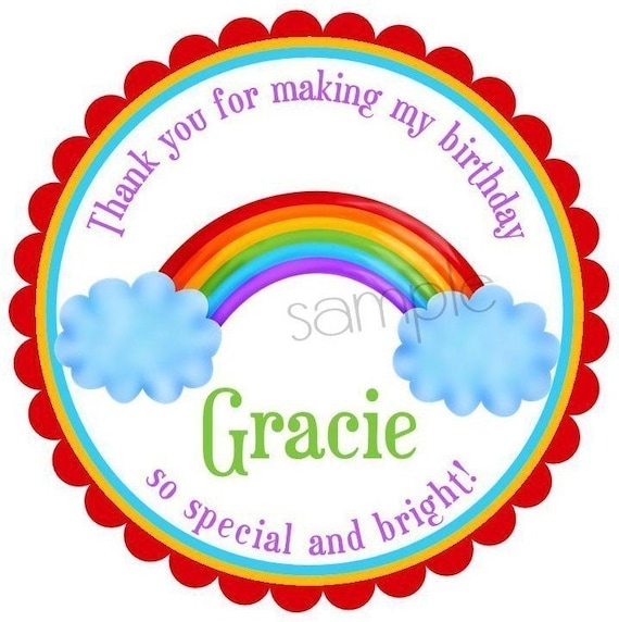 Rainbow Stickers, Rainbow Birthday party, favor stickers, Clouds, Summer, Labels, Seals, Birthday, Children, Kids, party Il_570xn