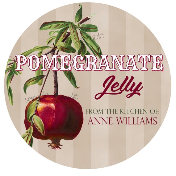 Pomegranate Labels, canning labels, Jelly, Jam, Preserves, mason jar labels, personalized, Fruit stickers, Kitchen stickers, baking Il_570xn