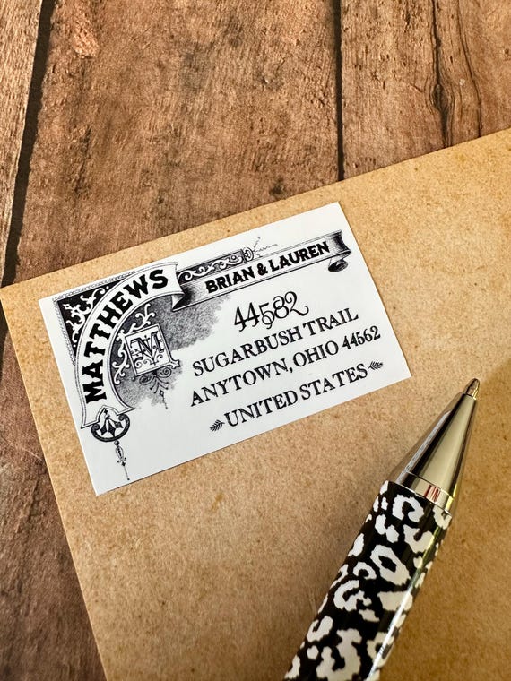80 Old English Monogram Return Address Labels – Personalized Custom Printed By Crafty Smafty