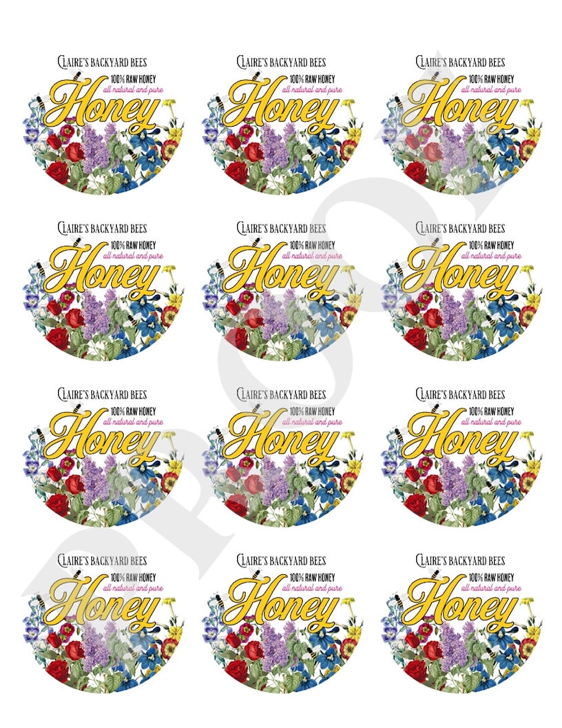 Wildflower Honey Jar Labels Personalized Honey Jar Stickers Etsy