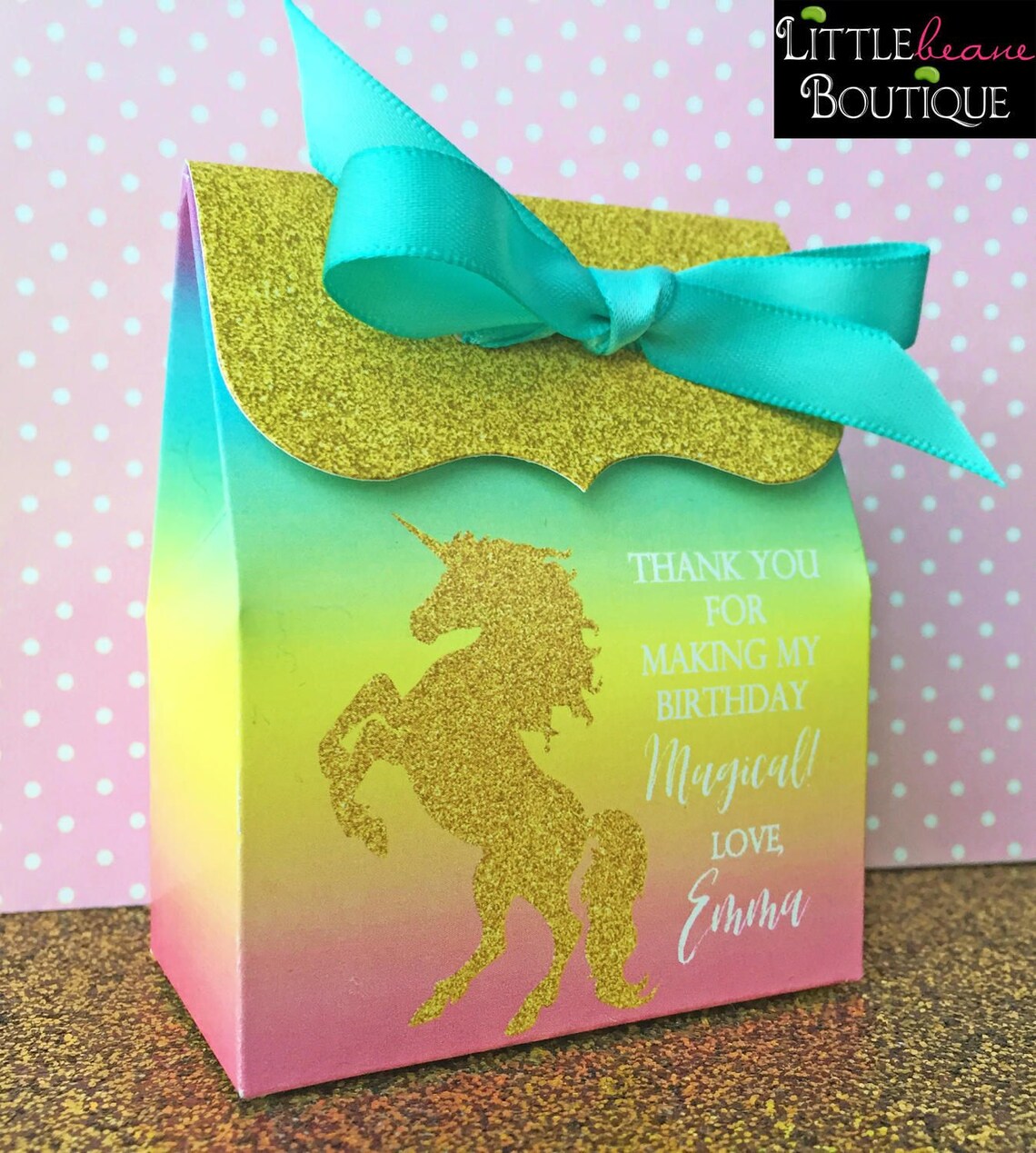 Glitter Unicorn favor boxPastel glitter UnicornBirthday Etsy
