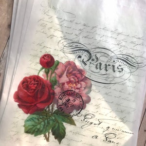 Antique French bakery bags - Large patisserie bags - French Rococo Style - Paris Party treat bags - glassine bags - Vintage French Ephemera