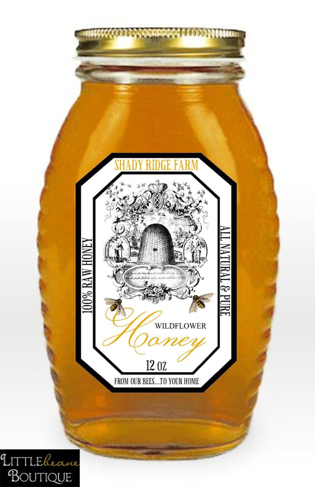 Waterproof Honey Labels, Custom Honey Labels, Apothecary Style Honey ...