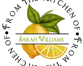 Lemon Stickers, Lemon Baking labels, Sweet Lemons, Personalized Stickers, Fruit, Seals, Baking, Cooking, Kitchen, Seals, Custom