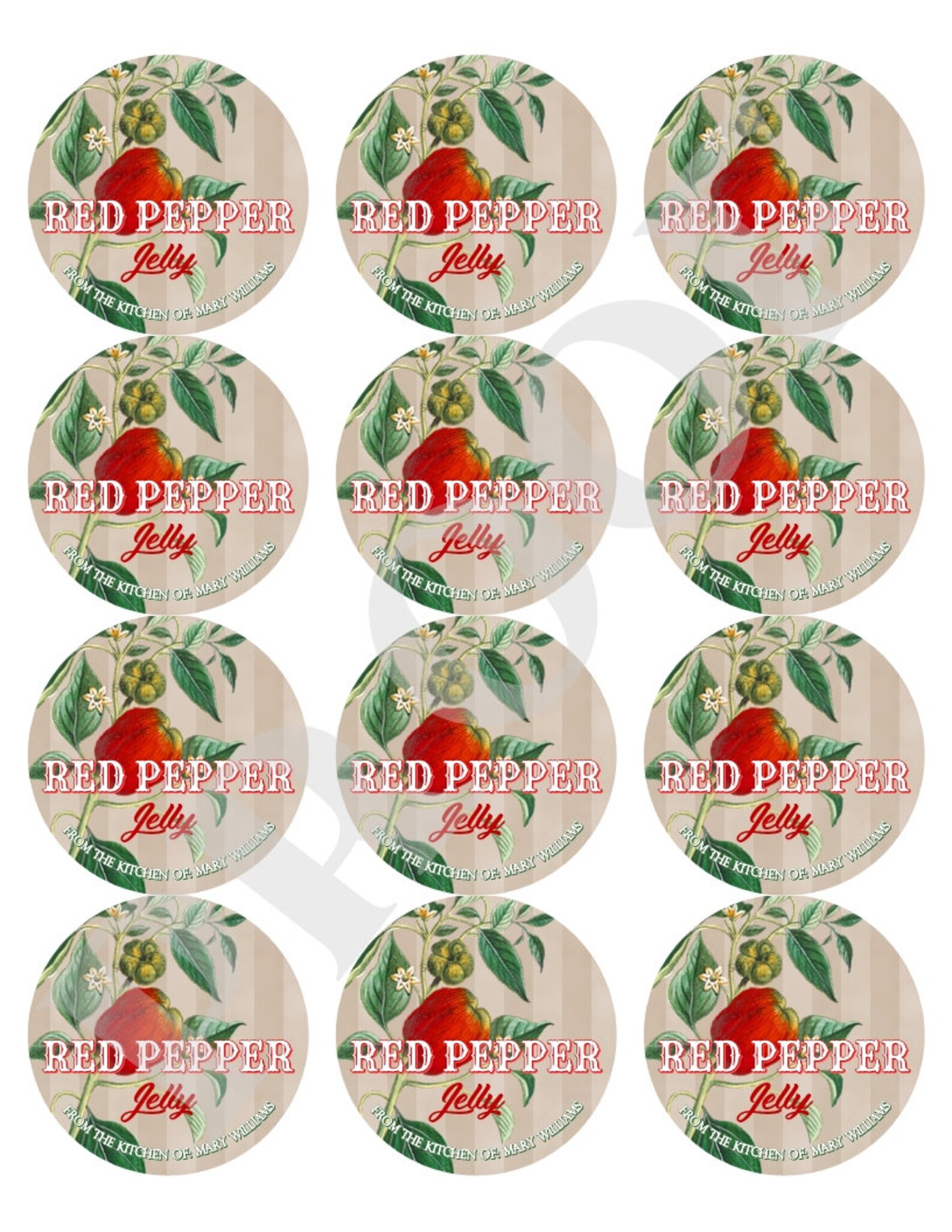 Red Pepper Jelly Labels Red Pepper Jelly canning labels Etsy