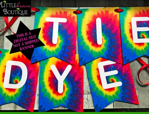 Printable Tie Dye Birthday Banner, DIY, Tie Dye Banner, Tie Dye