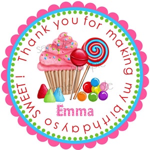 Candy stickers, Sweet Shop Party, Oh Sweet Candy Land, Cupcake, Candy, Lollipop, Sweet Tarts, Gumballs, Birthday, Children, Labels, favor image 1