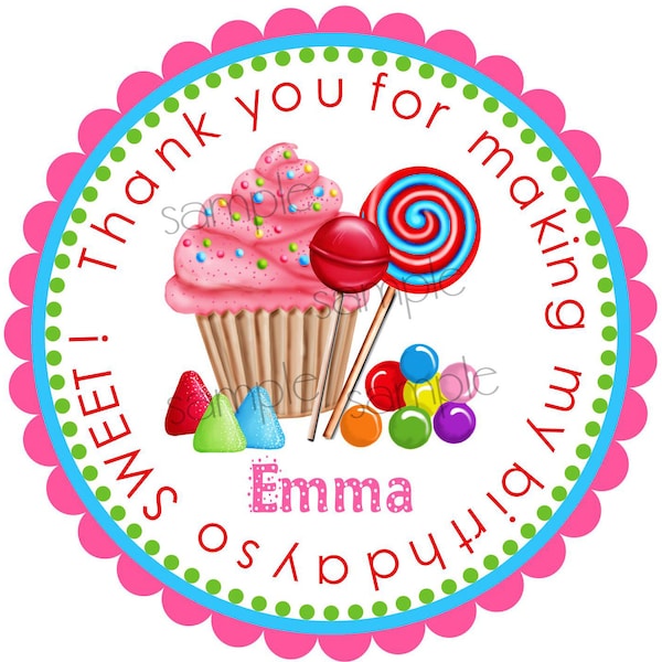 Candy stickers, Sweet Shop Party, Oh Sweet Candy Land, Cupcake, Candy, Lollipop, Sweet Tarts, Gumballs, Birthday, Children, Labels, favor