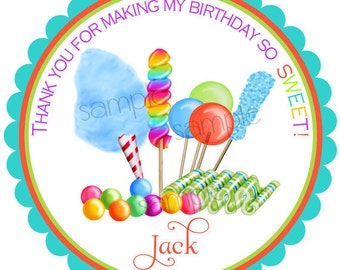 Boys Candy Stickers, Candy Circus,BOYS,Sweet shop, Birthday party, Candy, Lollipop, Gumballs,Birthday, Children, Labels, favor,