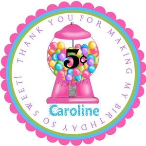 Gumball Machine stickers, Pink Gumball machine ,gumball stickers, candy stickers, candy birthday party, candy favor ideas