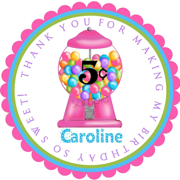 Gumball Machine stickers, Pink Gumball machine ,gumball stickers, candy stickers, candy birthday party, candy favor ideas