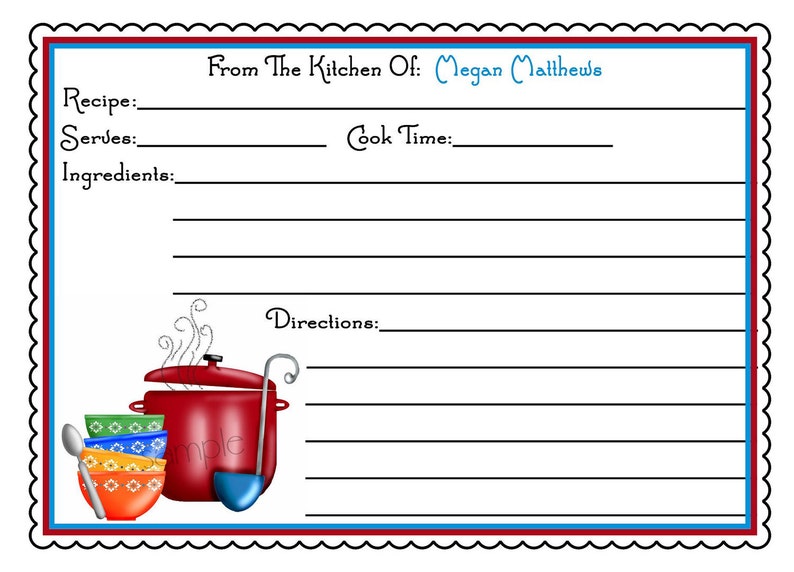 Personalized Recipe Cards, Soups On, Kitchen, Cooking, Baking, Set of 12 Recipe cards image 1