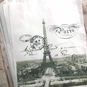 French Favor bags, Large French patisserie bags, boulangerie bags, Paris Party treat bags, glassine bags, Vintage Eiffel Tower bags image 6