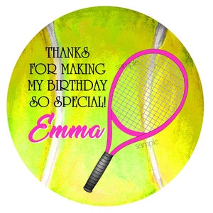 Tennis Stickers, Tennis Birthday Party,Tennis favor labels, gift stickers, good bag stickers, party favors, girls, sports stickers