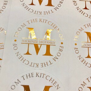 Kitchen Stickers Baking Labels Personalized Baking Stickers Gold Monogram Labels From the Kitchen of Metallic Baking Labels image 5