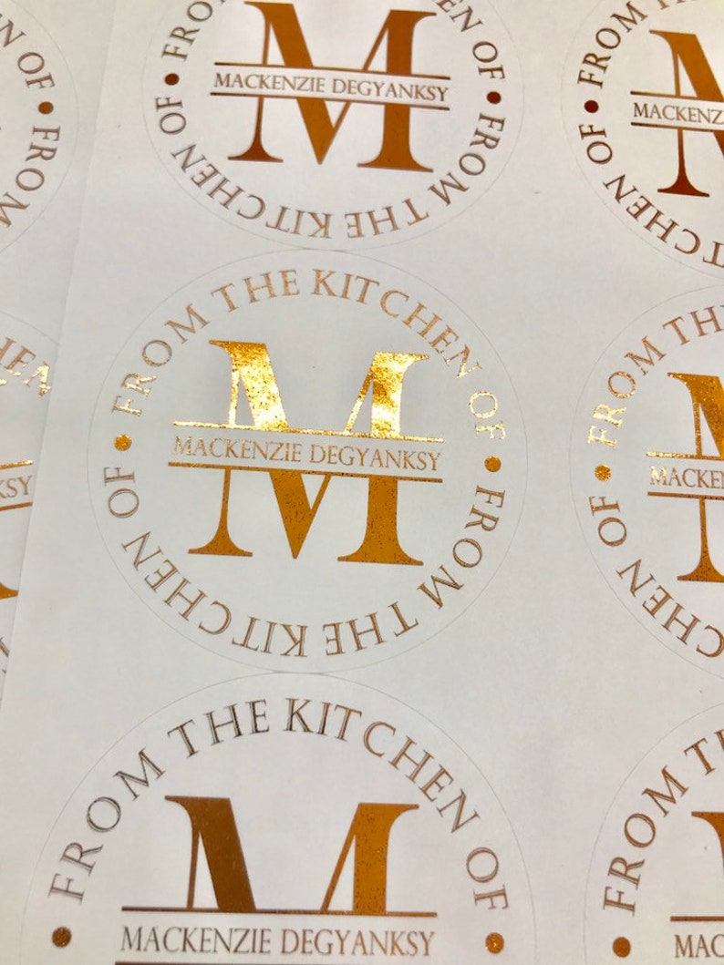 Kitchen Stickers Baking Labels Personalized Baking Stickers Gold Monogram Labels From the Kitchen of Metallic Baking Labels image 5