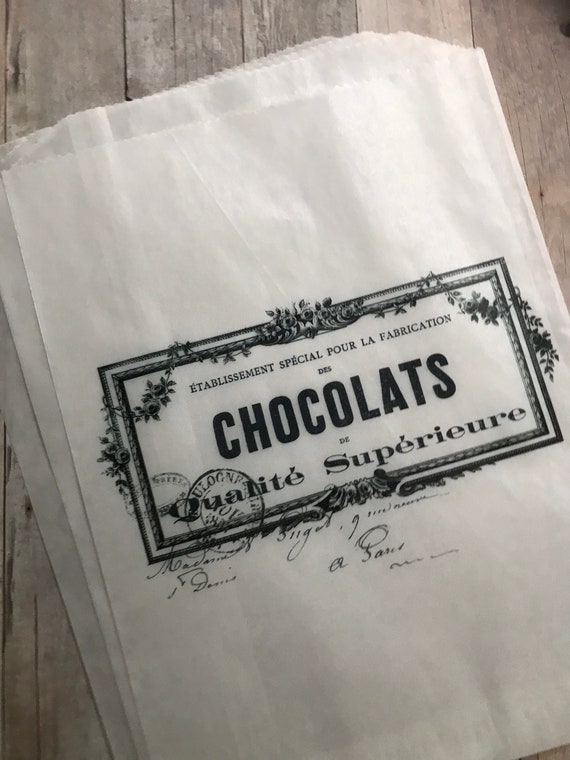 Antique French bakery bags - Large patisserie bags - French Advertisments- Paris Party treat bags - glassine bags - Vintage French Ephemera Il_570xn