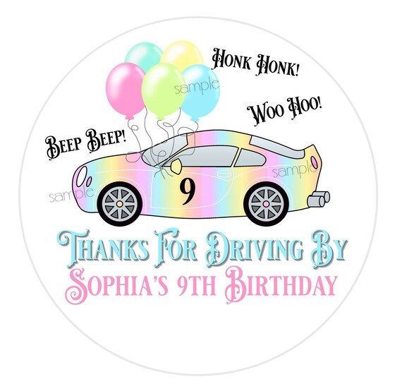 Drive by Birthday Party Favor Stickers - Quarantine Drive by Stickers - Drop off treat bag labels - Drive Through Party stickers Il_570xn