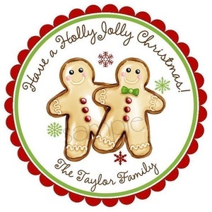 Personalized Christmas Stickers, Gingerbread Man, Gingerbread Cookies, Cookies, Christmas, Holiday, Labels,Seals, Favor, Treats, Set of 12