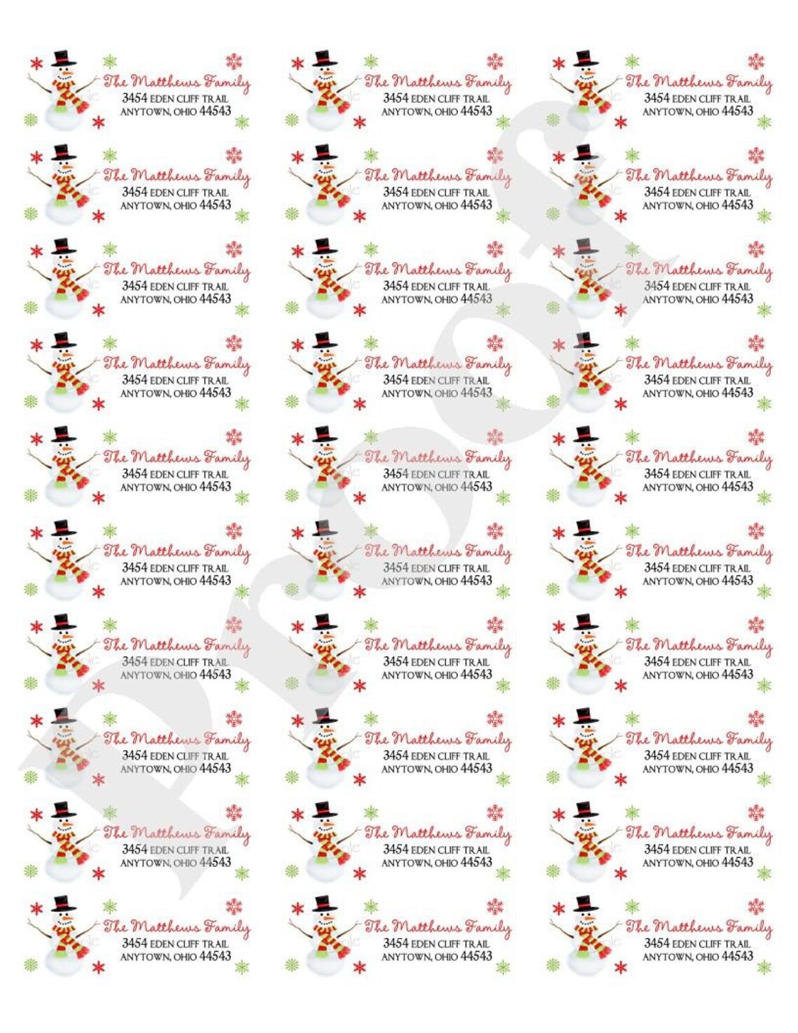 Christmas Snowman Address Labels Return Address Snowflakes - Etsy