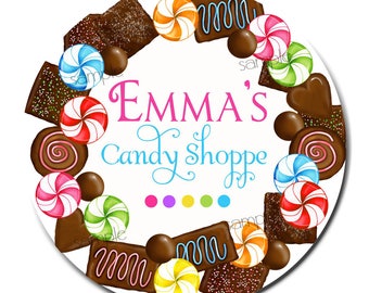 Candy Stickers, Chocolate Birthday Party, chocolate factory, Sweet Shop, Sweet Shoppe, favor labels, gift stickers, candy bag labels