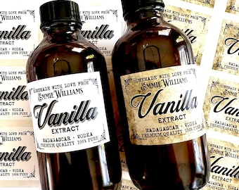 Vanilla Extract Labels, Personalized Vanilla Extract Stickers, Custom Homemade Vanilla Extract Stickers, Fits on 2 oz and 4 oz  bottle