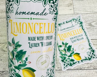 Waterproof Limoncello Labels, Homemade Limoncello stickers, Limecello, orangecello labels, Arancello labels, Vintage Bottle labels